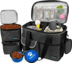 Dog Travel Organizer with Food Container and Bowls, Weekend Camping Accessories - Charcoal, Medium