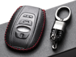 Leather Smart Key Fob Case Cover Compatible with Subaru Forester, Impreza, Outback, WRX, BRZ, XV Crosstrek, Ascent, Solterra (2014 - 2026 Models) - 4 Buttons, Black/Red - Image 4