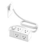 5Ft Flat Outlet Plug Extension Cord - 6 Power Outlets, No Usb Sockets, Home, Office, Travel Essential, White