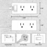 5Ft Flat Outlet Plug Extension Cord - 6 Power Outlets, No Usb Sockets, Home, Office, Travel Essential, White - Image 7