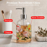 Glass Soap Dispenser Bottle with Pump,Refillable Liquid Hand Dispenser for Bathroom, Kitchen Soap Dispenser 17 Oz - Image 4