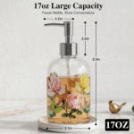 Glass Soap Dispenser Bottle with Pump,Refillable Liquid Hand Dispenser for Bathroom, Kitchen Soap Dispenser 17 Oz - Image 8