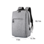 Gray Laptop Backpack 15.6 Inch, Business Slim Durable Laptops Travel Backpacks with USB Charging Port - Image 3