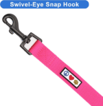 Solid 6 Ft Pink Dog Leash M/L Custom Name and Phone Embroidery Strong Nylon Leash for Medium and Large Breeds - Image 3
